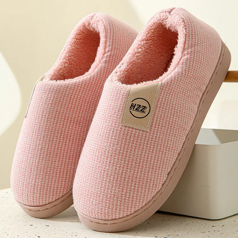 Women's Cotton Slippers Bag Root Winter Household Indoor Non-slip Thick Bottom Household Warm Women's Fleece-lined Large Size Cotton Shoes Men's Winter