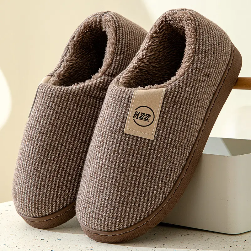 Women's Cotton Slippers Bag Root Winter Household Indoor Non-slip Thick Bottom Household Warm Women's Fleece-lined Large Size Cotton Shoes Men's Winter