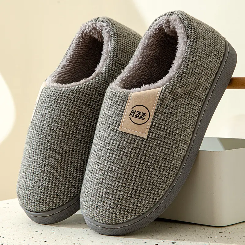 Women's Cotton Slippers Bag Root Winter Household Indoor Non-slip Thick Bottom Household Warm Women's Fleece-lined Large Size Cotton Shoes Men's Winter