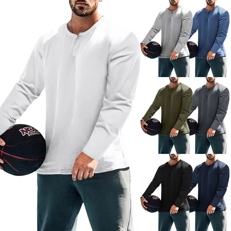 Men's Breathable Lapel Shirt Long Sleeve Gray Polo Top — feature 3