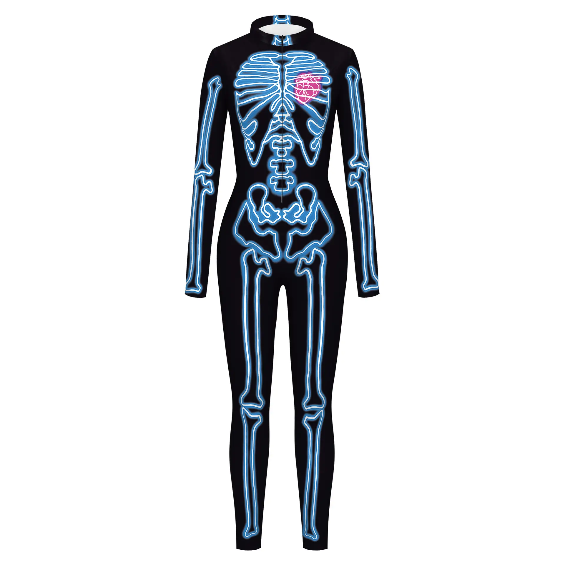 Women's Pink Skeleton 3D Digital Printed Jumpsuit - Image 6