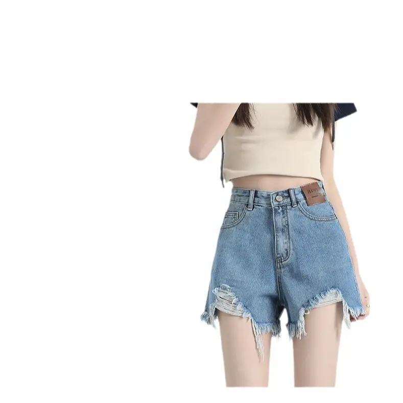 Light Blue Denim Shorts Women High Waist 2023