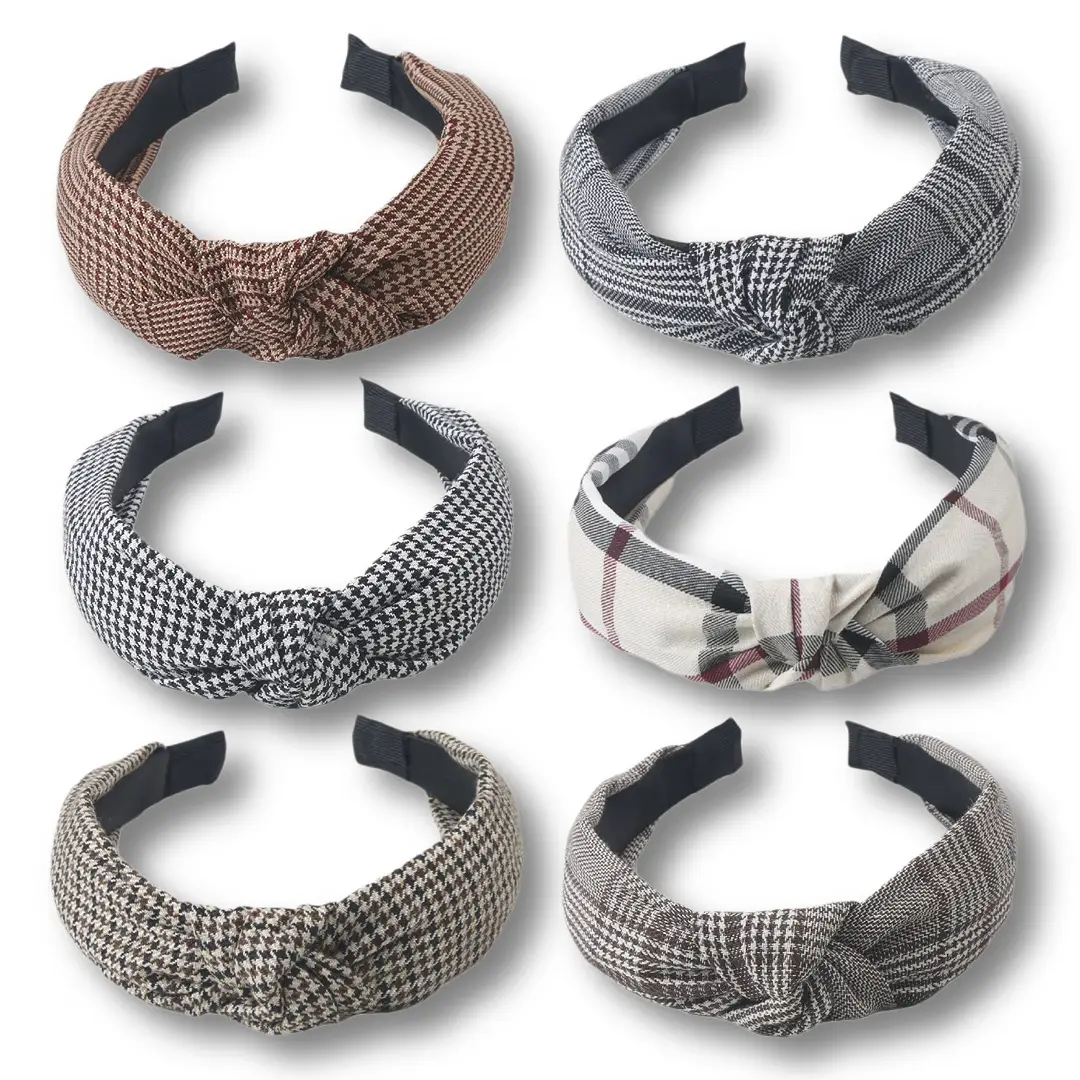 Houndstooth Vintage Knot-Tied Hair Band for Women - Image 8