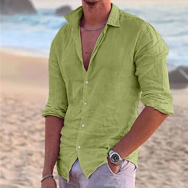 Men's Blue Turtleneck Summer Shirt 2023 - Image 3