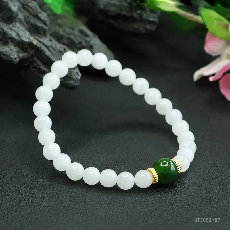 Guan Yu Jade Bracelet White Green Jasper — feature 11
