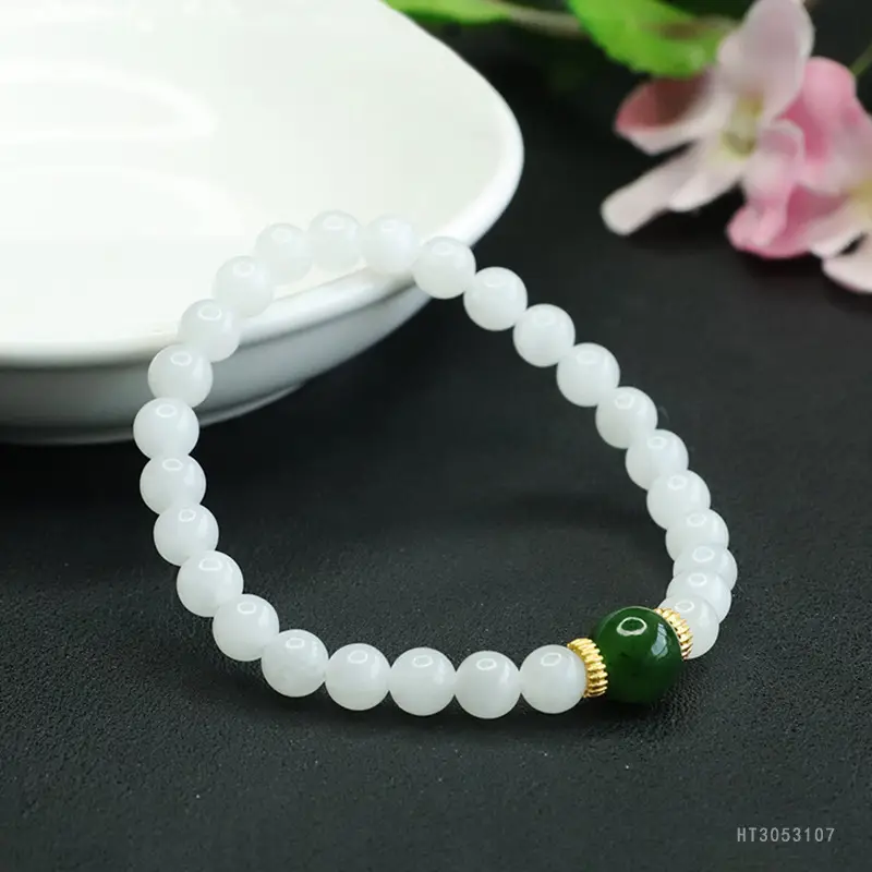 Guan Yu Jade Bracelet White Green Jasper — feature 8