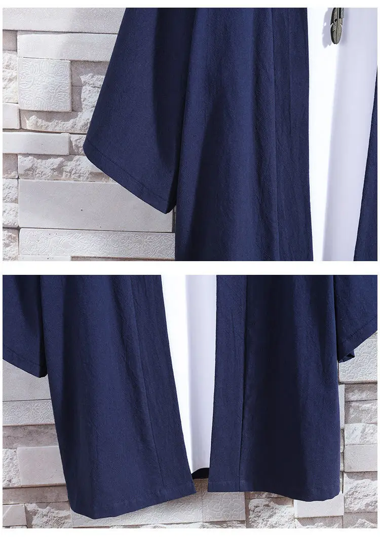 Men Japanese Style Sunscreen Suit Navy Blue 7-Sleeve — feature 12