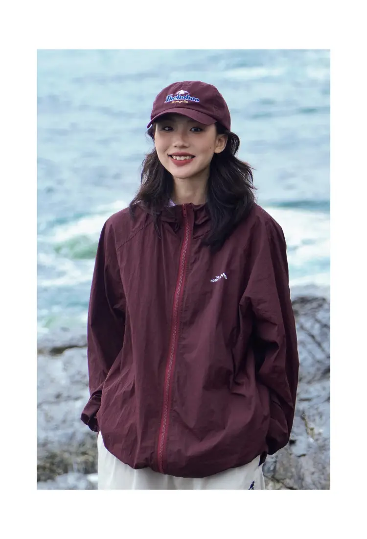 Maroon Embroidered Peaked Cap for Women Summer — feature 4