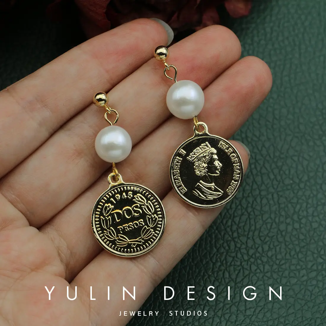 S925 Silver Pearl Face Earrings Retro Japanese Design - Image 5