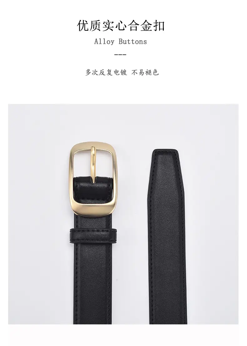 Women's Genuine Leather Belt with Gold Buckle Caramel β feature 11