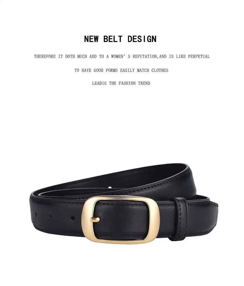 Women's Genuine Leather Belt with Gold Buckle Caramel β feature 17