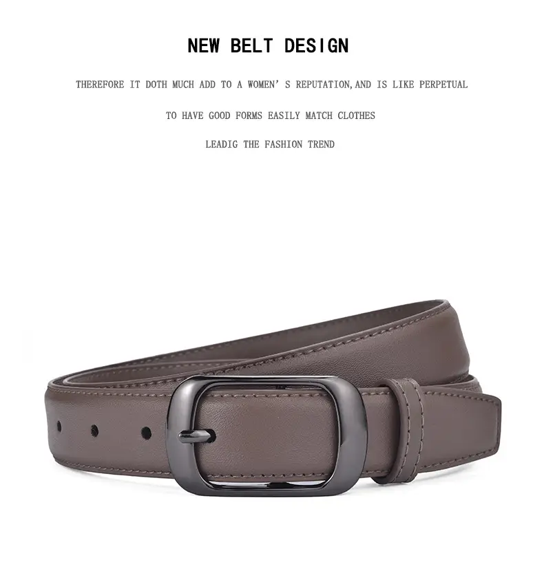 Women's Genuine Leather Belt with Gold Buckle Caramel β feature 22