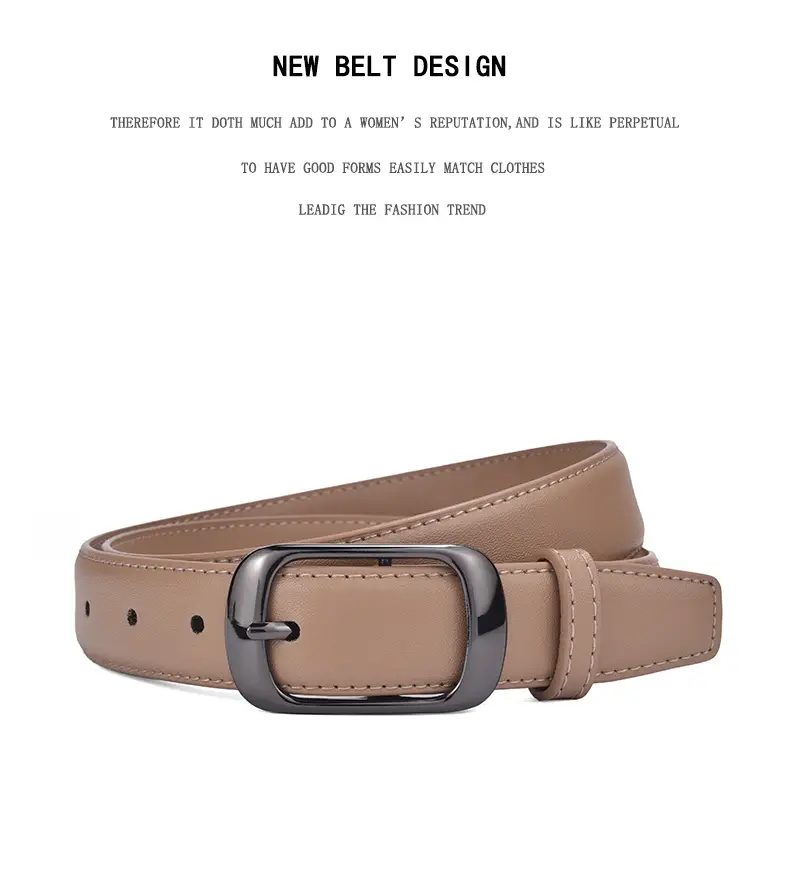 Women's Genuine Leather Belt with Gold Buckle Caramel β feature 24