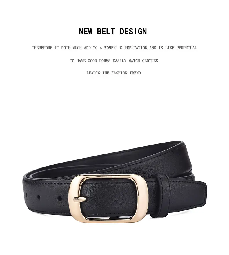 Women's Genuine Leather Belt with Gold Buckle Caramel β feature 25