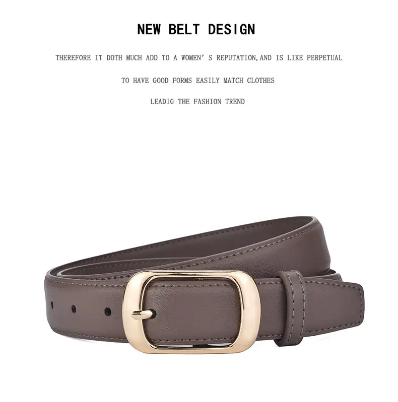 Women's Genuine Leather Belt with Gold Buckle Caramel β feature 26