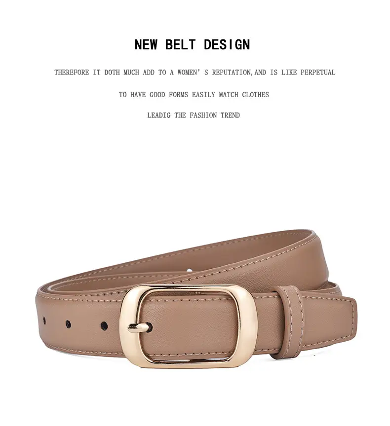 Women's Genuine Leather Belt with Gold Buckle Caramel β feature 28