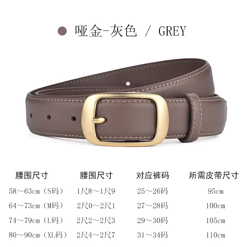 Women's Genuine Leather Belt with Gold Buckle Caramel - Image 12