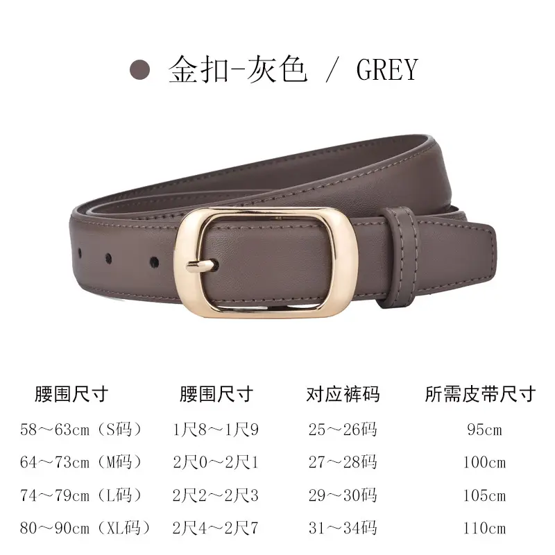 Women's Genuine Leather Belt with Gold Buckle Caramel - Image 4