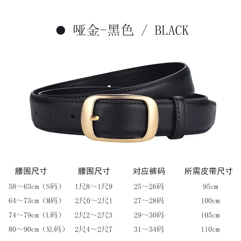 Women's Genuine Leather Belt with Gold Buckle Caramel - Image 9