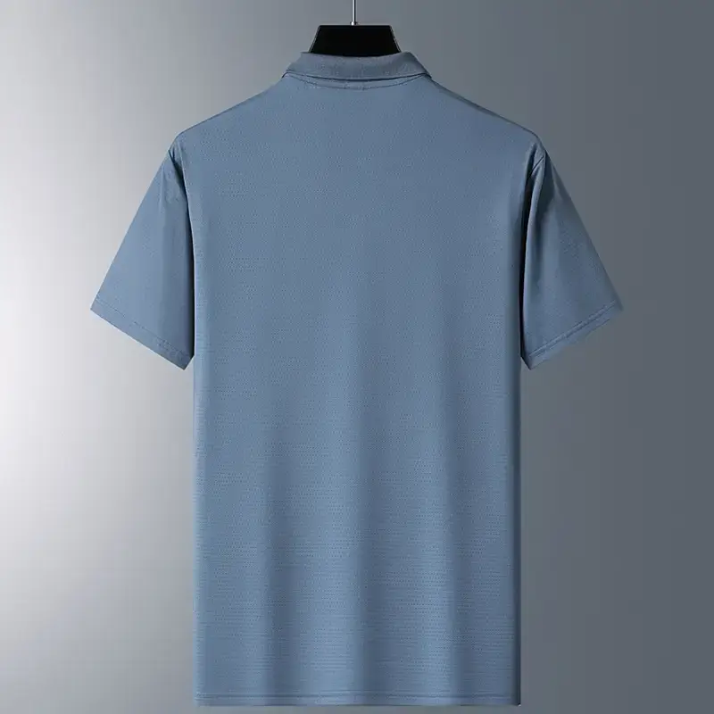 Men's Black Ice Silk Polo Shirt Summer - Image 5