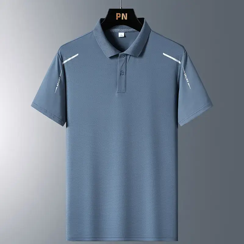 Men's Black Ice Silk Polo Shirt Summer - Image 2