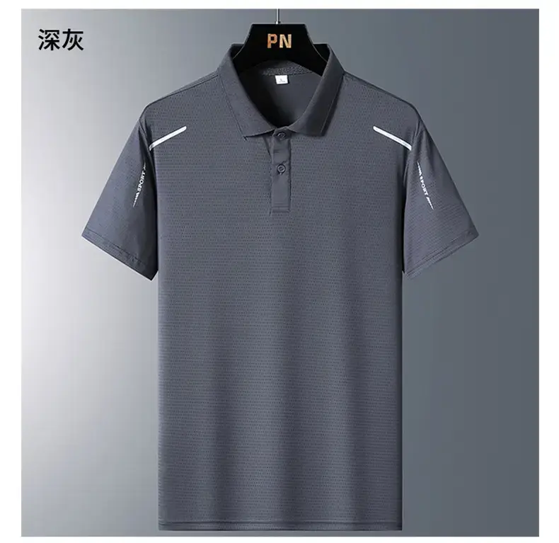 Men's Black Ice Silk Polo Shirt Summer — feature 15