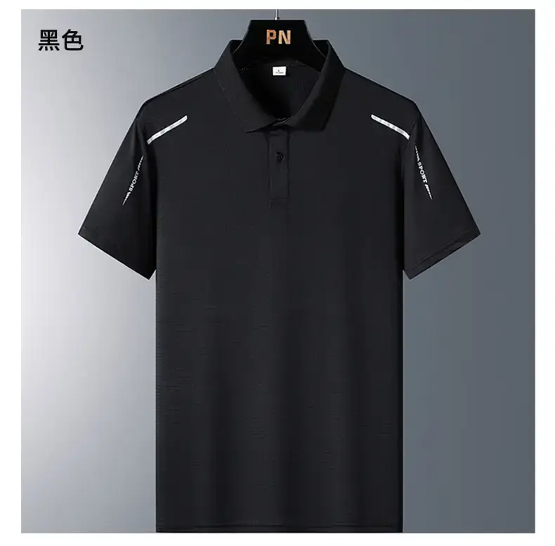 Men's Black Ice Silk Polo Shirt Summer — feature 16