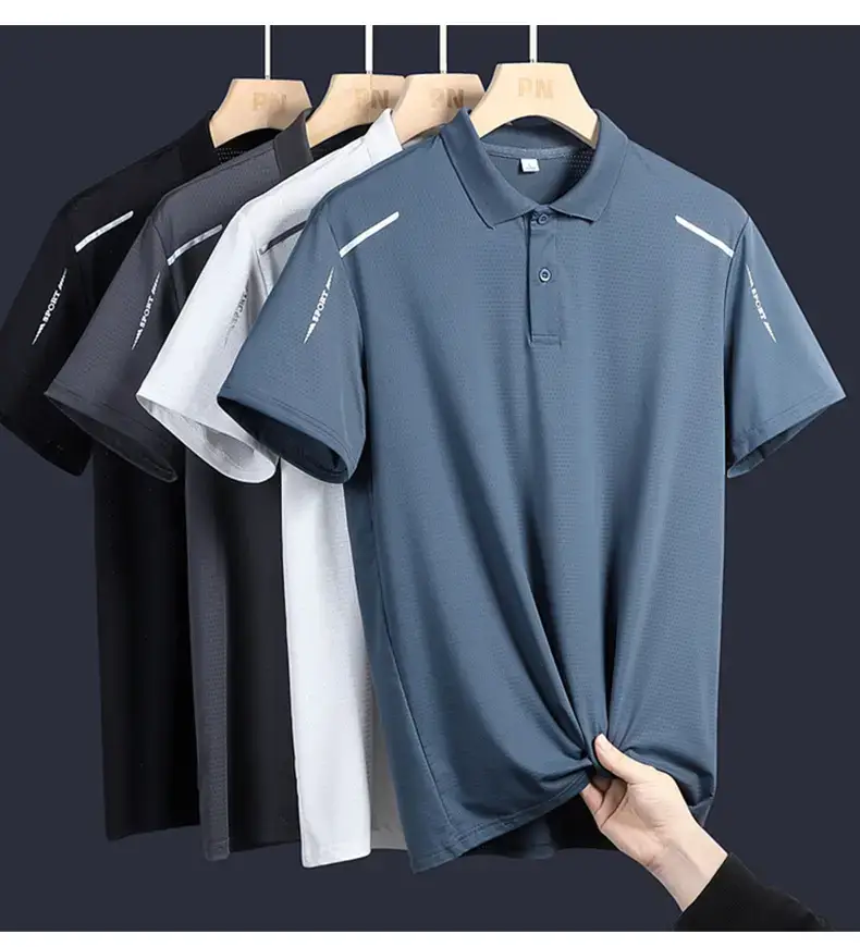 Men's Black Ice Silk Polo Shirt Summer — feature 7