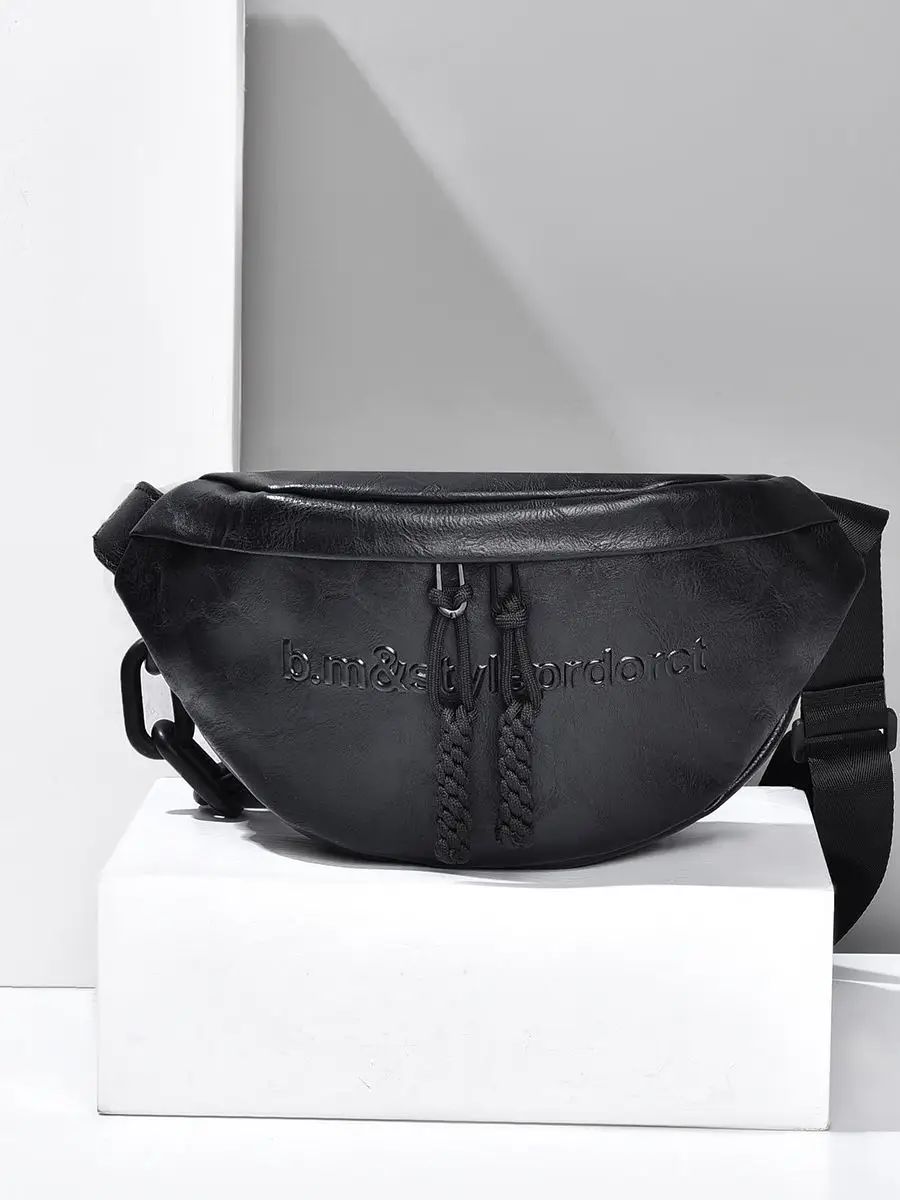 Women's Black Acrylic Waist Bag with Chain Strap - Image 5
