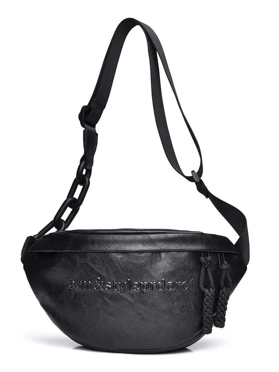 Women's Black Acrylic Waist Bag with Chain Strap - Image 6