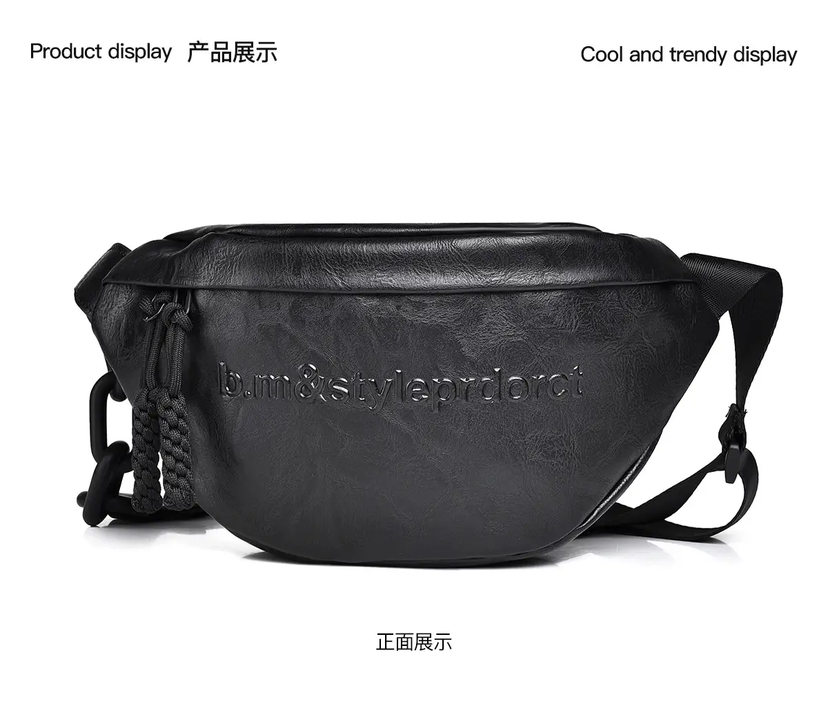 Women's Black Acrylic Waist Bag with Chain Strap — feature 19