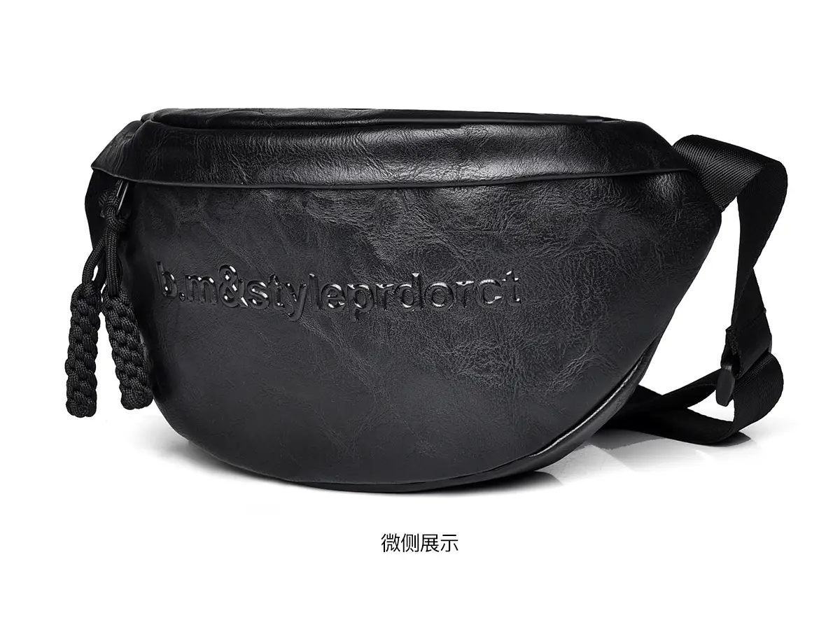 Women's Black Acrylic Waist Bag with Chain Strap — feature 20