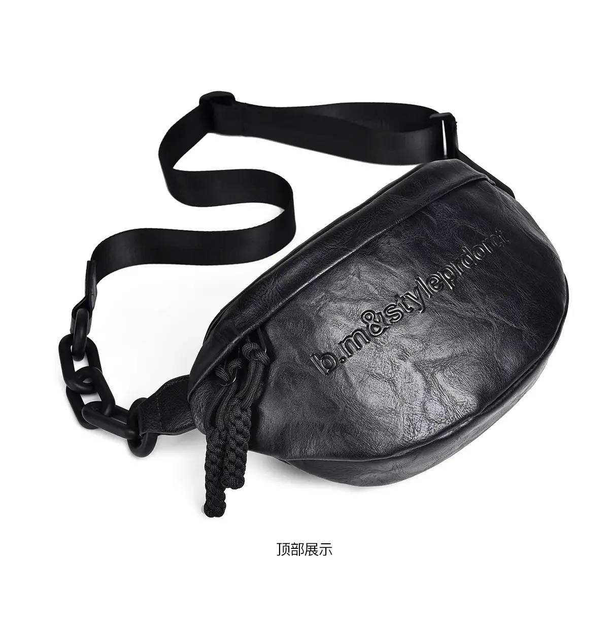 Women's Black Acrylic Waist Bag with Chain Strap — feature 23