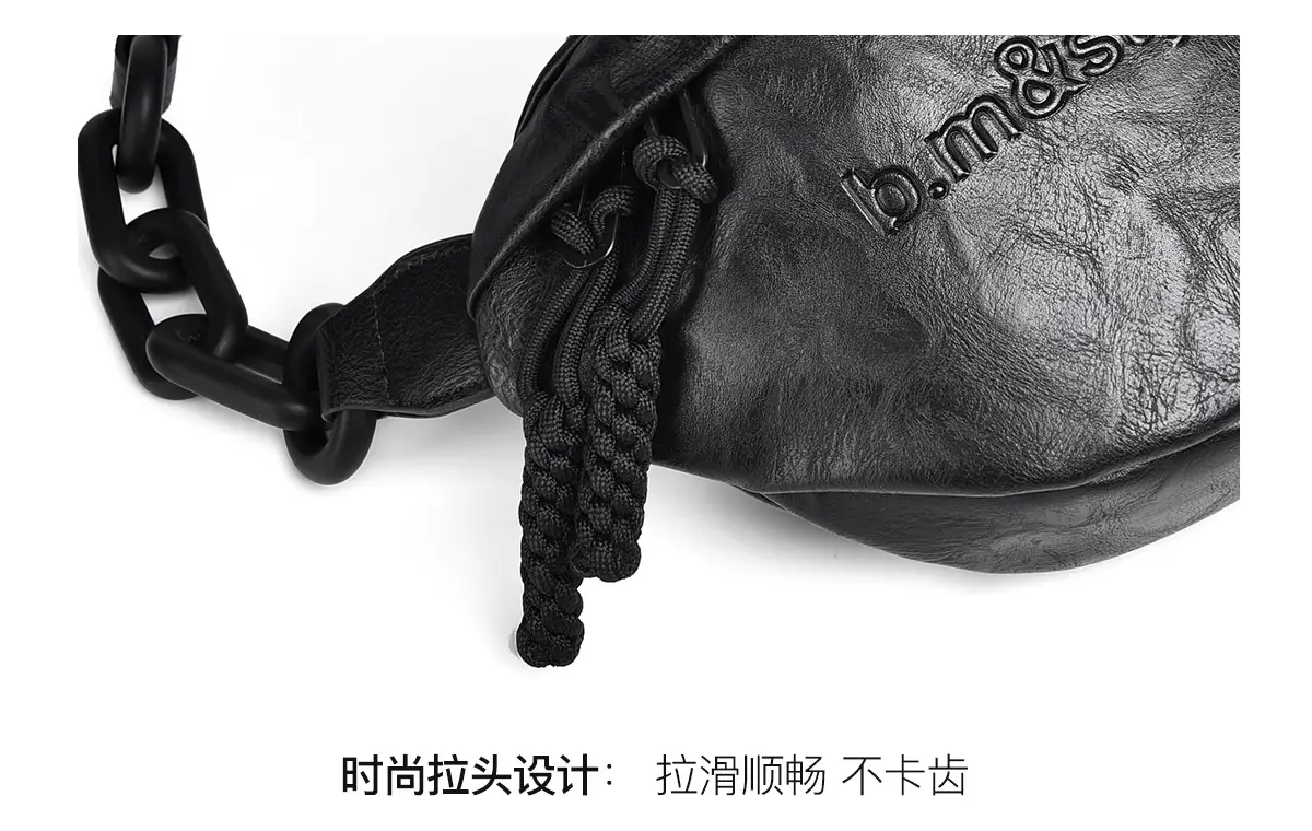 Women's Black Acrylic Waist Bag with Chain Strap — feature 25