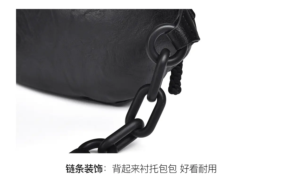 Women's Black Acrylic Waist Bag with Chain Strap — feature 26
