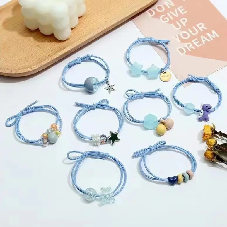 Korean Style Girls Rubber Band Hair Rope Set Blue Princess No Harm — feature 5