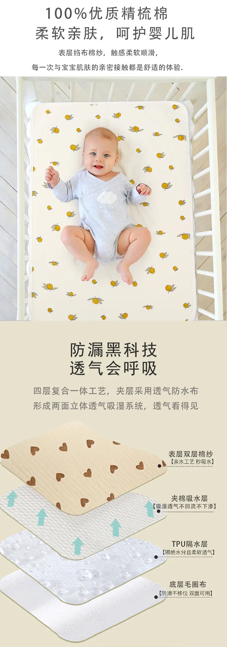 Baby Diaphragm Washable Cotton Bed Sheet Summer Breathable — feature 20