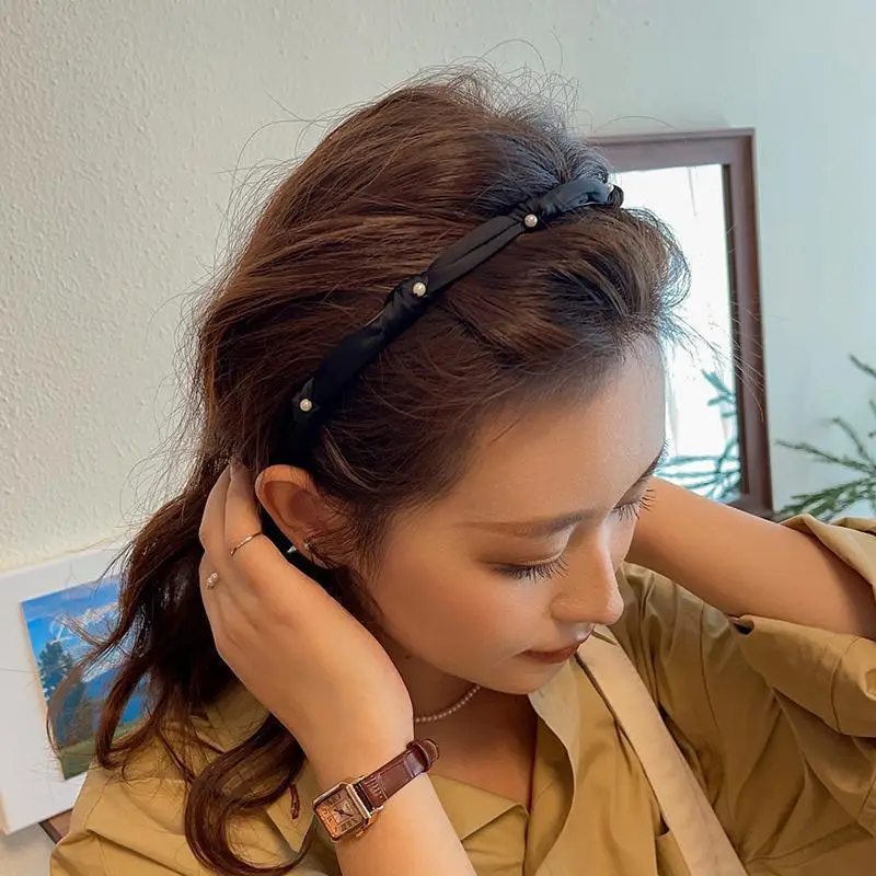 2023 New High-end Knot Pearl Thin Hair Band Women's Elegant Fashion Outer Wearing Headband Elegant Hair Clip Hair Accessories - Image 5