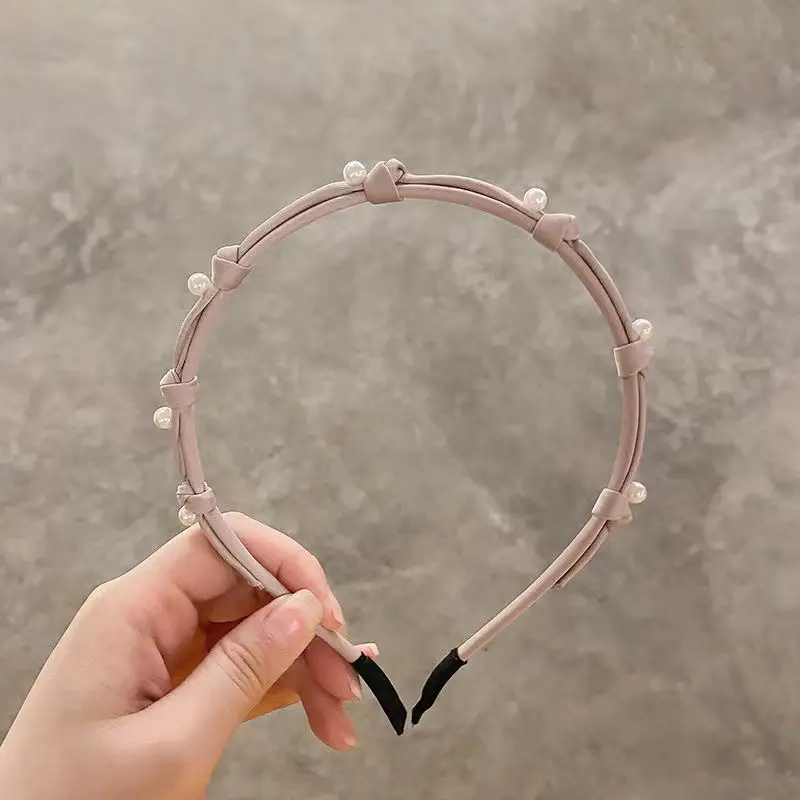 2023 New High-end Knot Pearl Thin Hair Band Women's Elegant Fashion Outer Wearing Headband Elegant Hair Clip Hair Accessories - Image 2