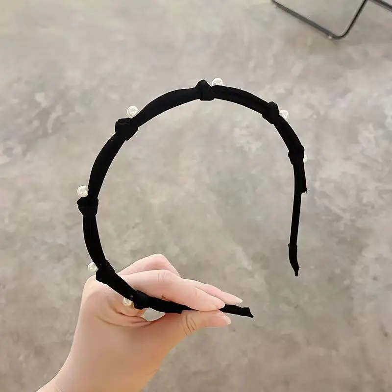 2023 New High-end Knot Pearl Thin Hair Band Women's Elegant Fashion Outer Wearing Headband Elegant Hair Clip Hair Accessories - Image 3