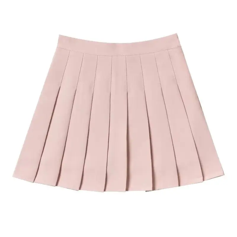 Women Pleated Skirt Grey High Waist A-Line Four Season