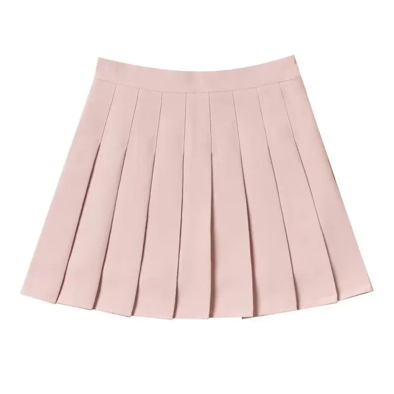 Women Pleated Skirt Grey High Waist A-Line Four Season