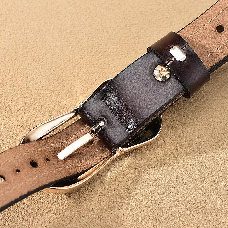 Women's White Hollow Buckle Leather Belt - Image 9