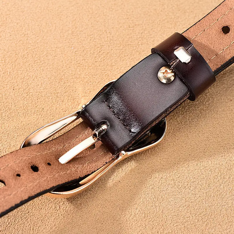 Women's White Hollow Buckle Leather Belt β feature 26