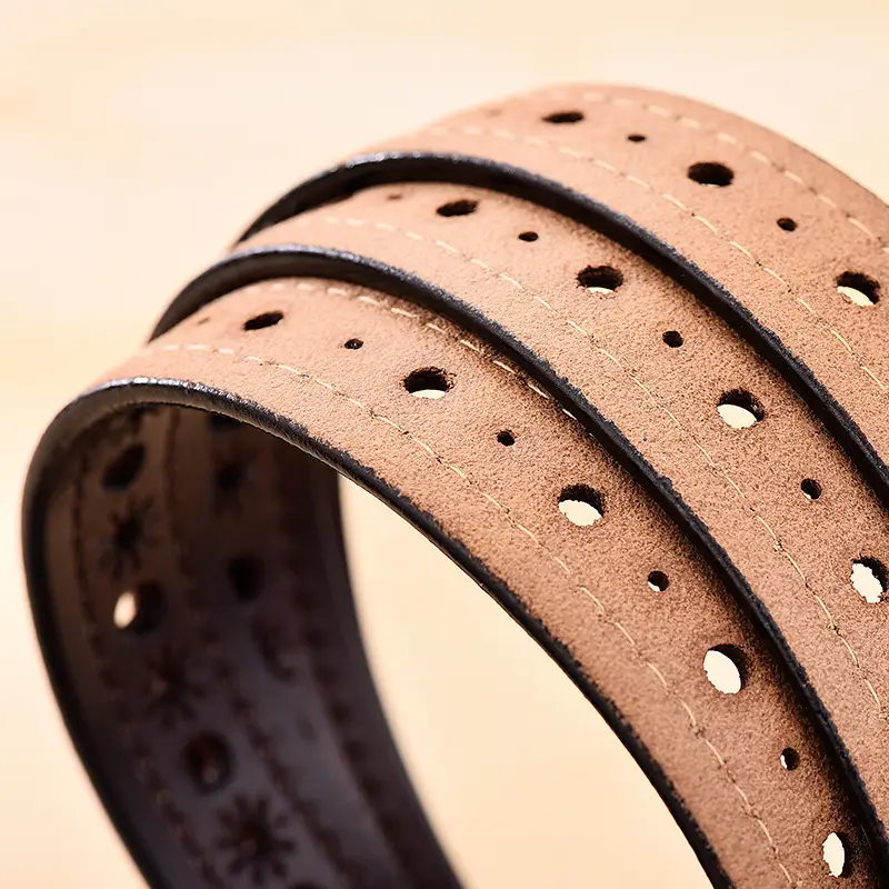 Women's White Hollow Buckle Leather Belt β feature 28