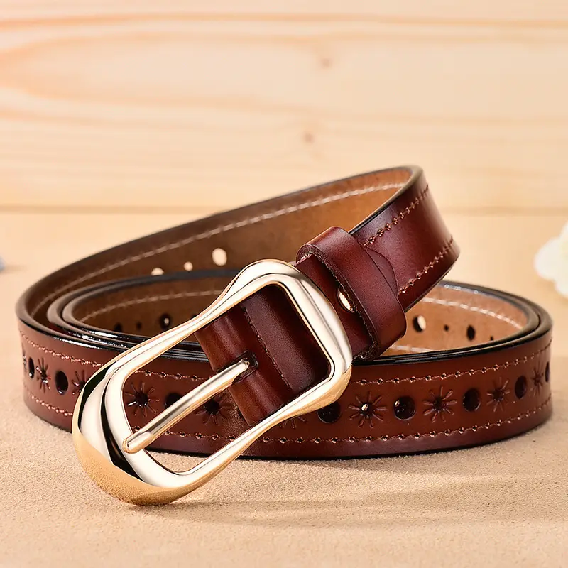 Women's White Hollow Buckle Leather Belt β feature 30
