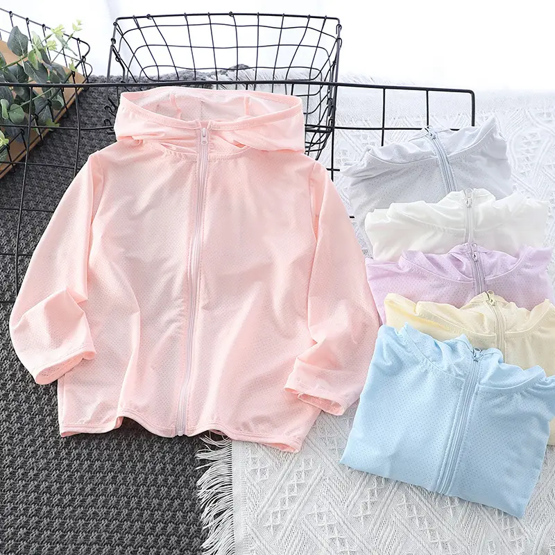 Hooded Striped Sunscreen Clothing for Kids Men Ice Silk Mesh - Image 8