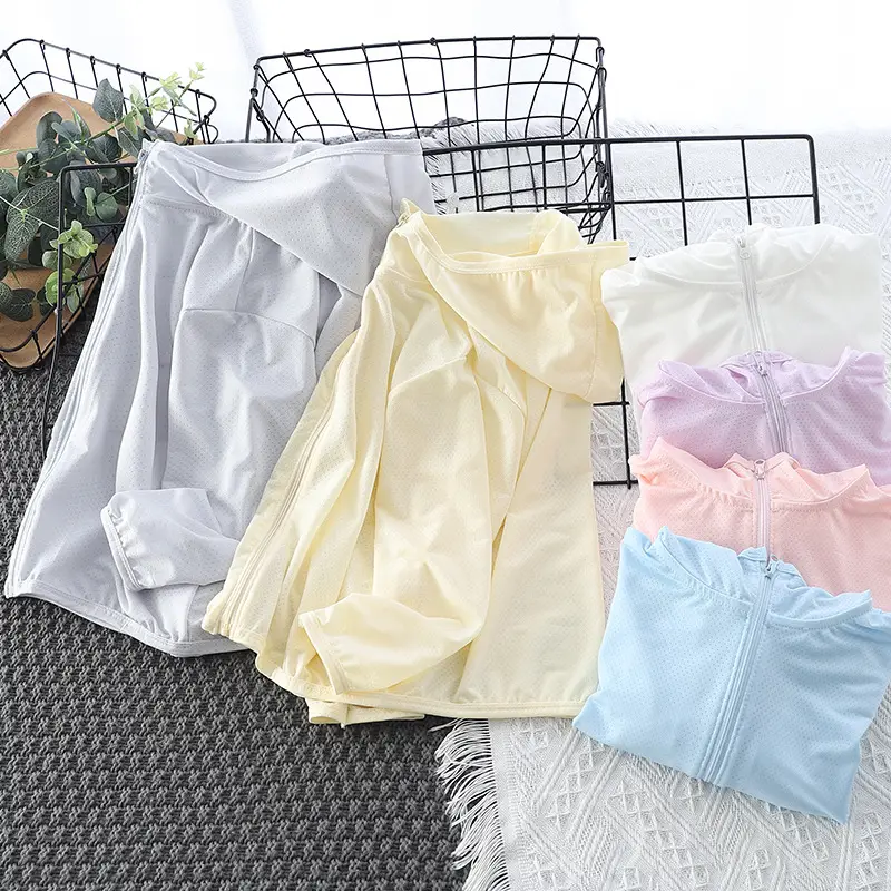 Hooded Striped Sunscreen Clothing for Kids Men Ice Silk Mesh - Image 9