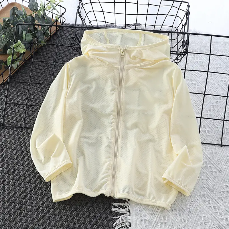 Hooded Striped Sunscreen Clothing for Kids Men Ice Silk Mesh - Image 2
