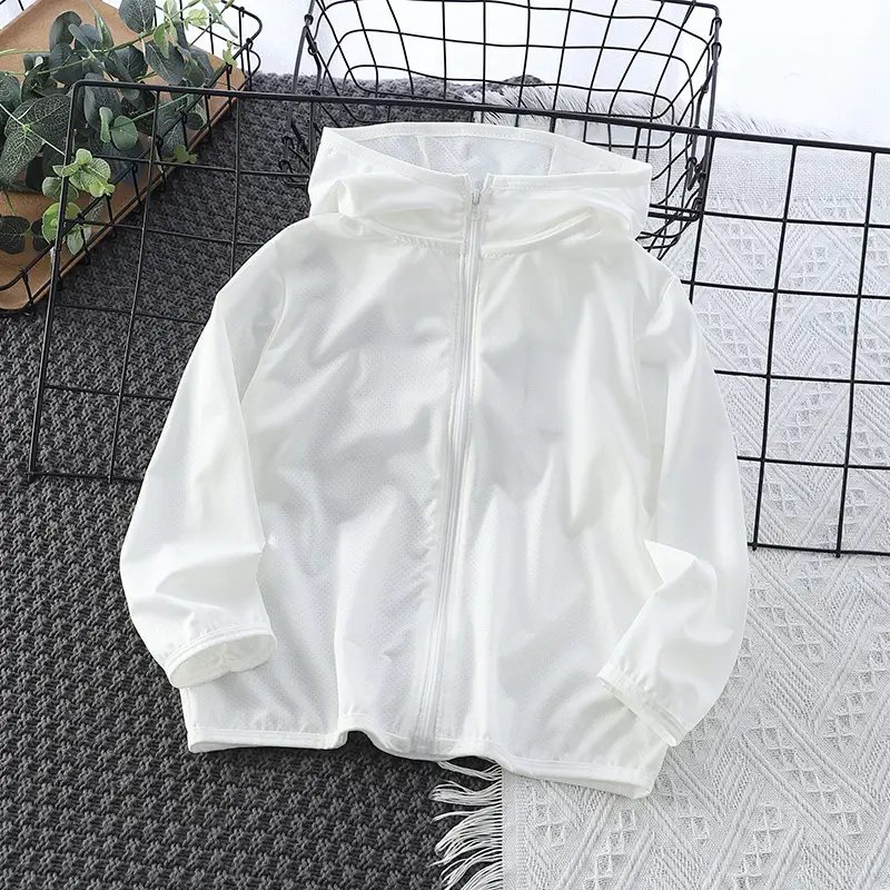 Hooded Striped Sunscreen Clothing for Kids Men Ice Silk Mesh - Image 5
